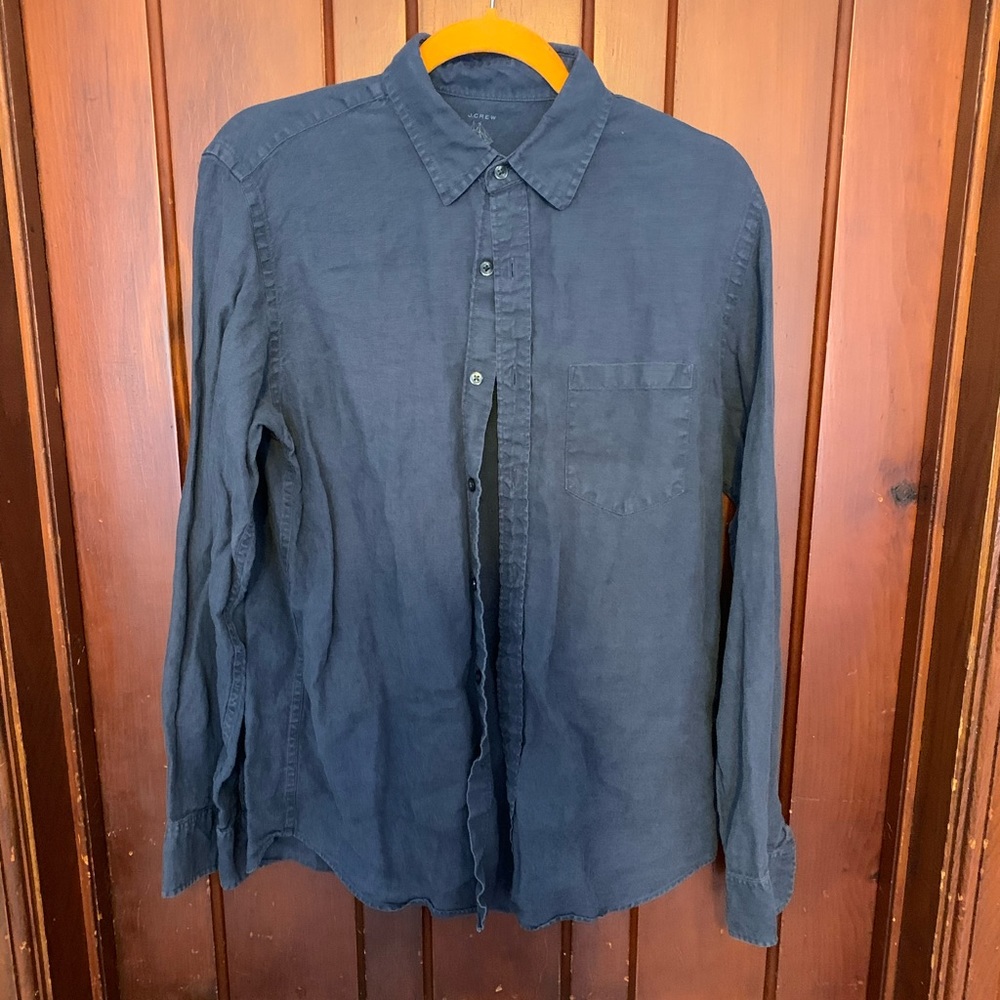 Classic J. Crew Navy Irish Linen Medium Shirt